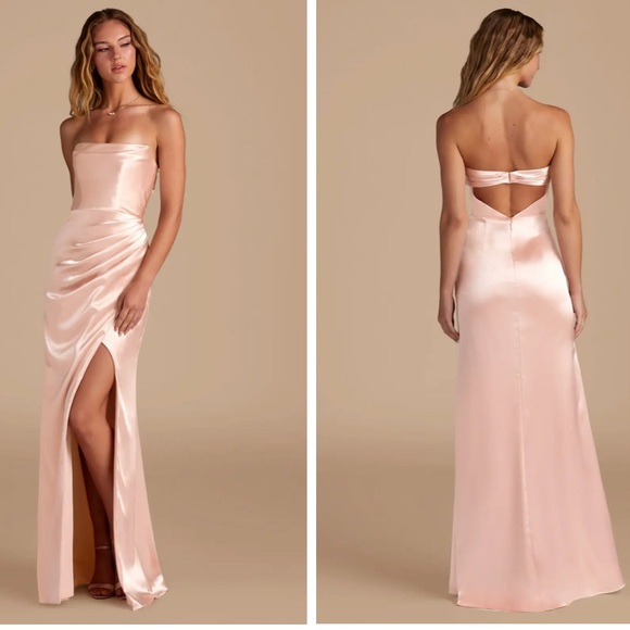 Azazie Dresses & Skirts - Azazie Leonis Rose Gold Metallic Satin Convertible Dress